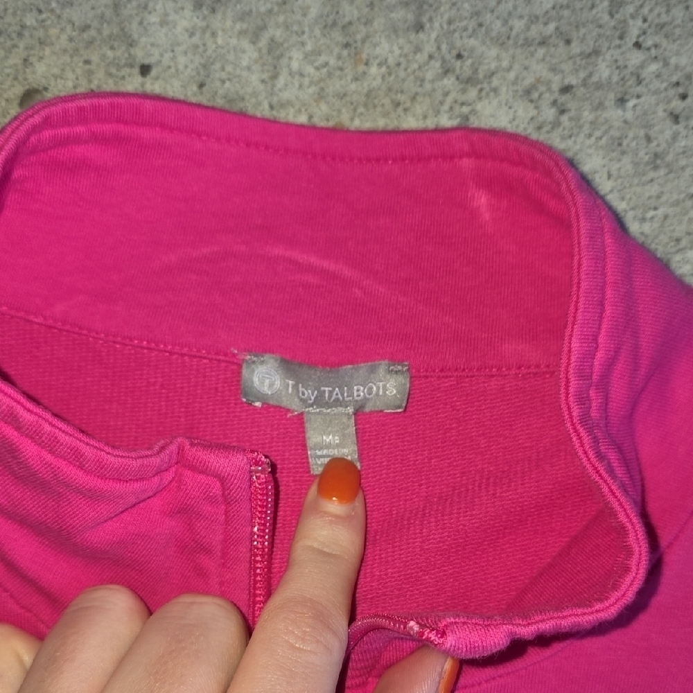 Talbots Fuchsia Quarter-Zip Sweatshirt - Picture 2 of 7